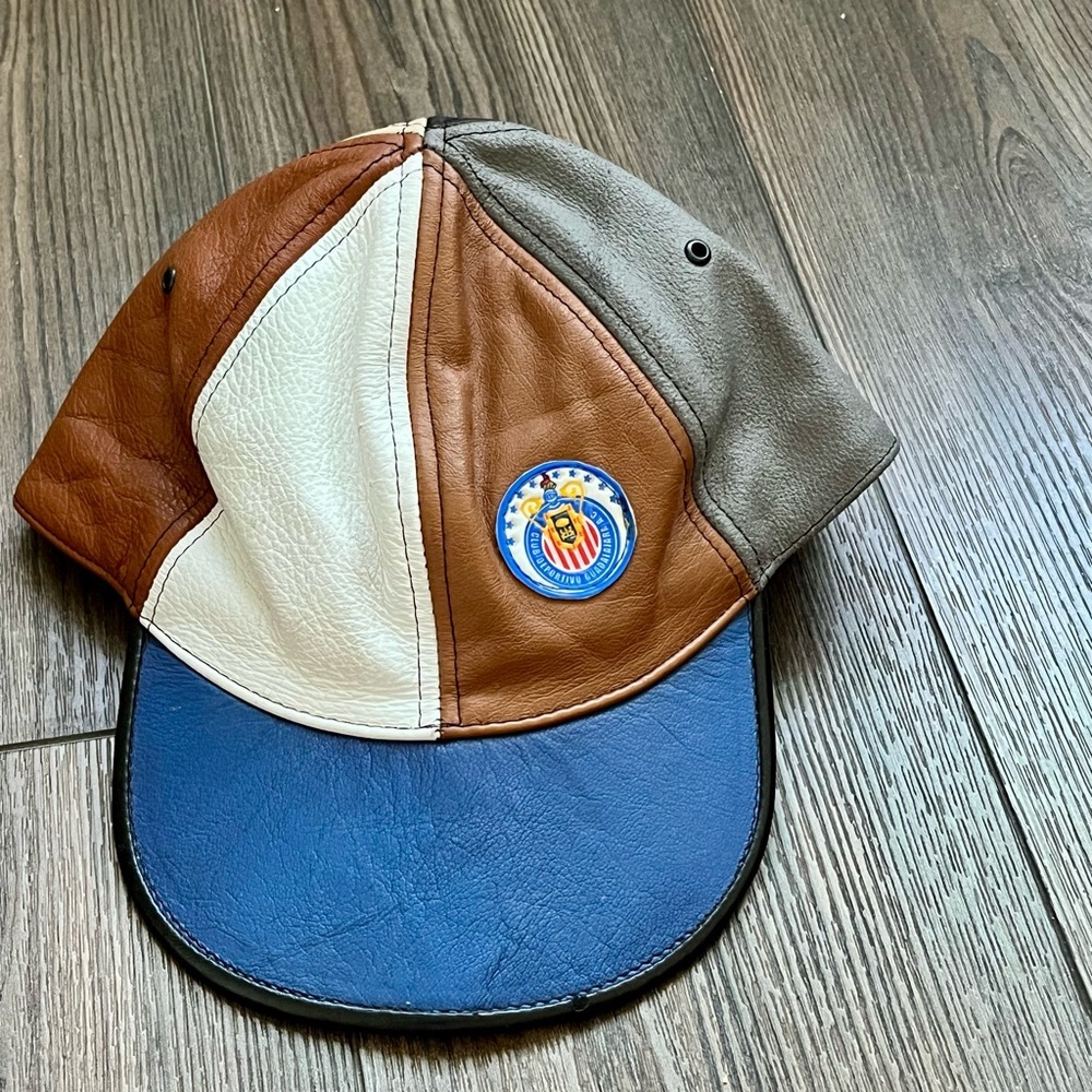 Multicolor Leather Patchwork Cap - image 9